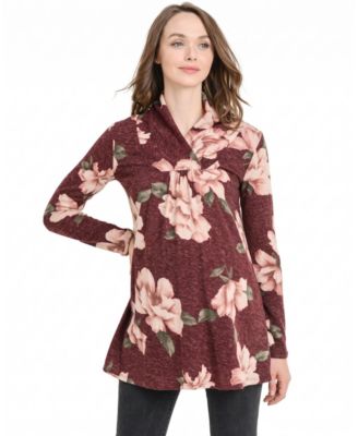 Women's Floral Shawl-Collar Sweater
