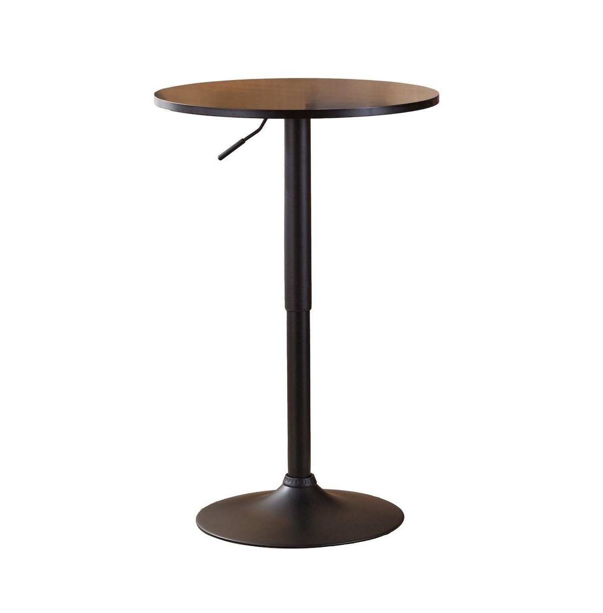 Roundhill Furniture Belham Black Round Top Adjustable Height with Black Leg And Base Metal Bar Table - Black