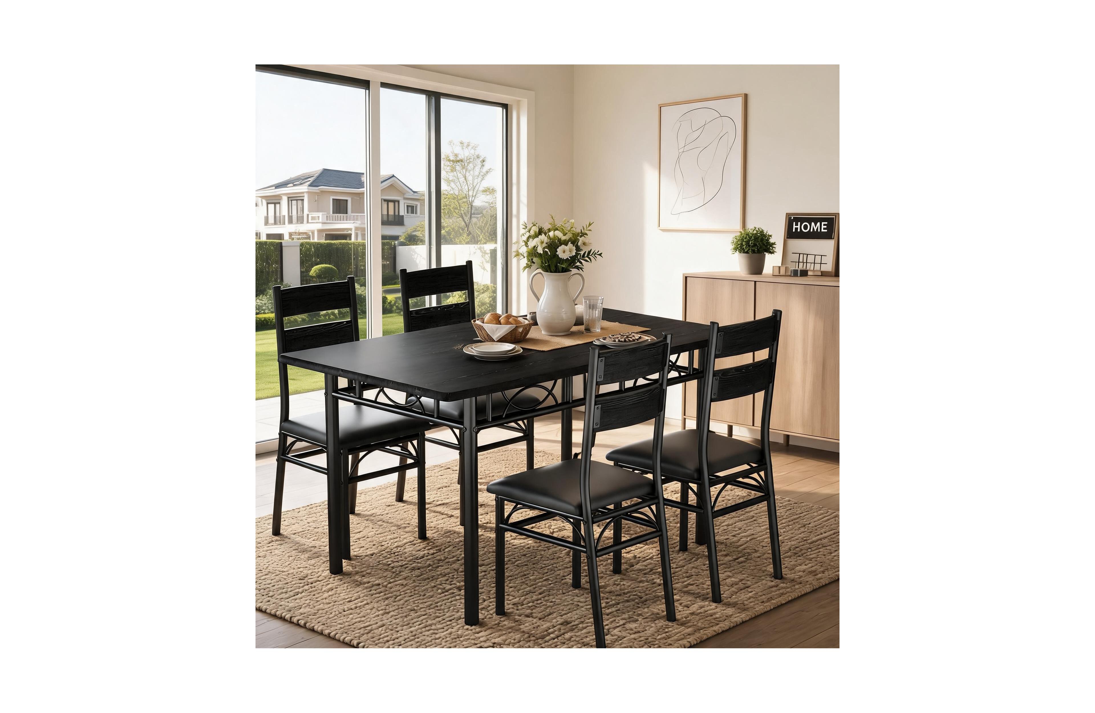 gaomon 5-Piece Dining Table Set for 4 with Rectangular Kitchen Table and 4 Upholstered High-Back Chairs for Small Spaces