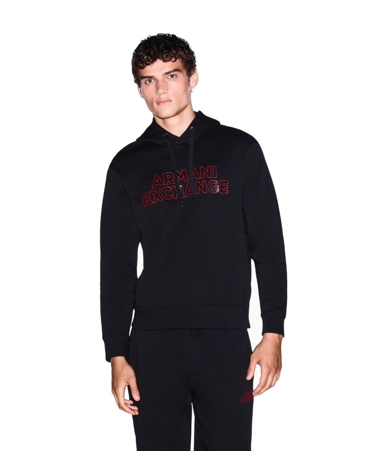 A|X Armani Exchange Men's Elevated Logo Hoodie Sweatshirt - Black, Red