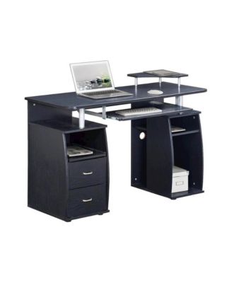 Office Desk with Storage, Writing Wood Desk with 2 Drawers, Shelves