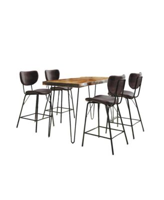 Solid Acacia Five Piece Counter Height Dining Set