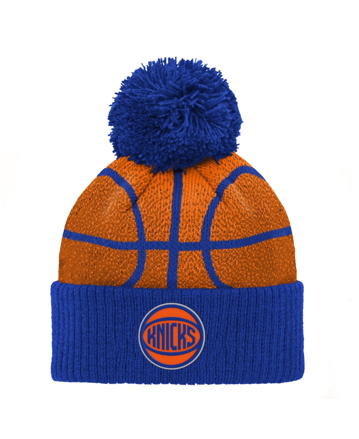 Outerstuff Baby Boys' and Girls' Blue New York Knicks Basketball Head Cuffed Knit with Pom Hat - Blue