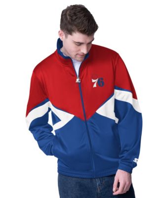 Men's Red/Royal Philadelphia 76ers Rush Applique Full-Zip Track Jacket