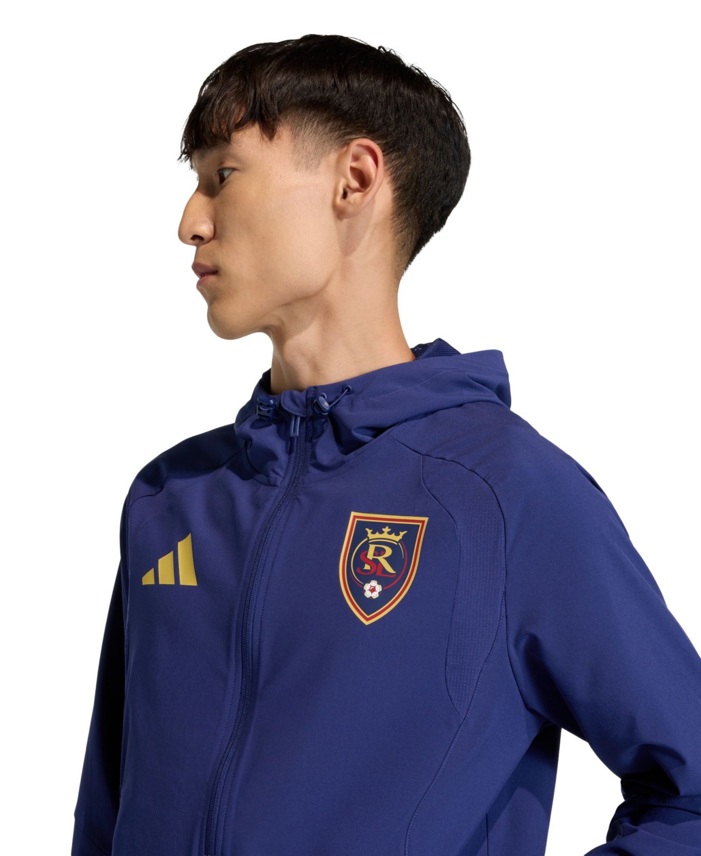 Мужская куртка adidas Blue Real Salt Lake Tiro Travel Full-Zip Hooded Windbreaker — фото 4