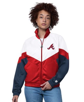 Women's White/Red Atlanta Braves Teamwork Raglan Full-Zip Track Jacket