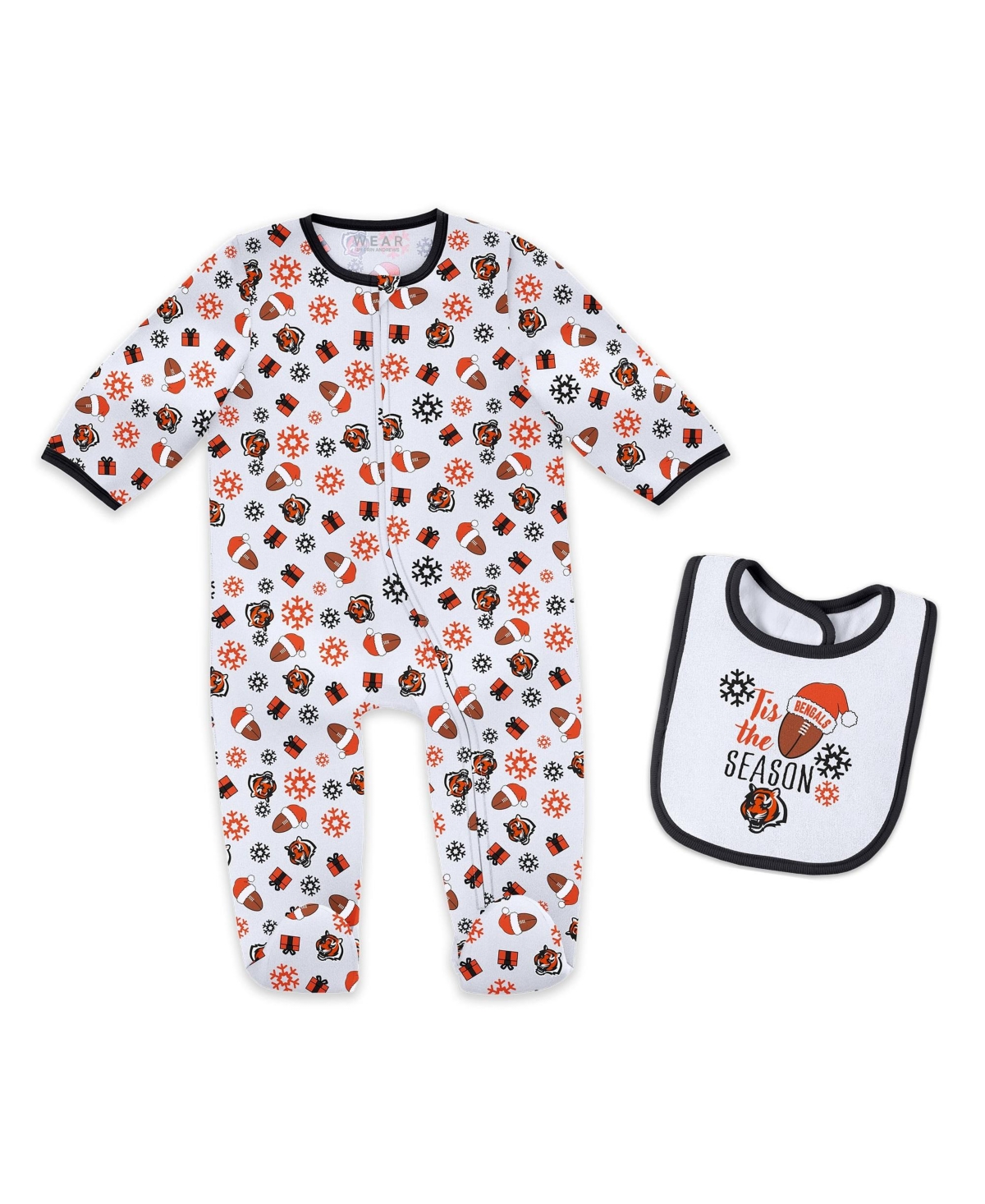 Wear by Erin Andrews Baby Boys and Girls Cincinnati Bengals Holiday Full-Zip Sleeper Bib Set