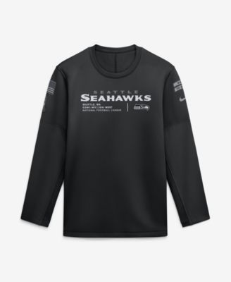 Men's Black Seattle Seahawks 2026 Salute to Service Sideline Coaches Crewneck Therma-FIT Sweatshirt