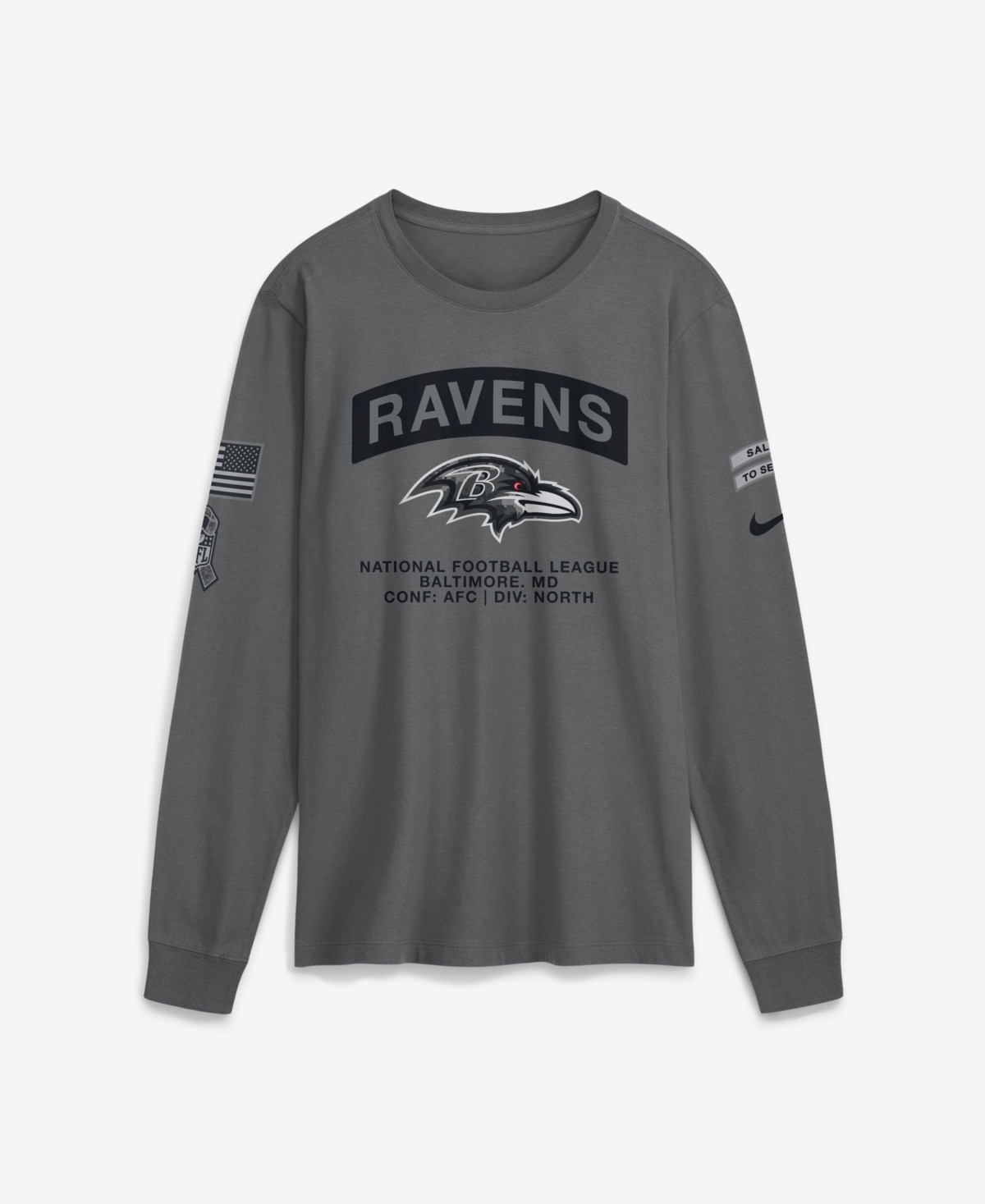 Nike Men's Gray Baltimore Ravens 2026 Salute to Service Long Sleeve T-Shirt