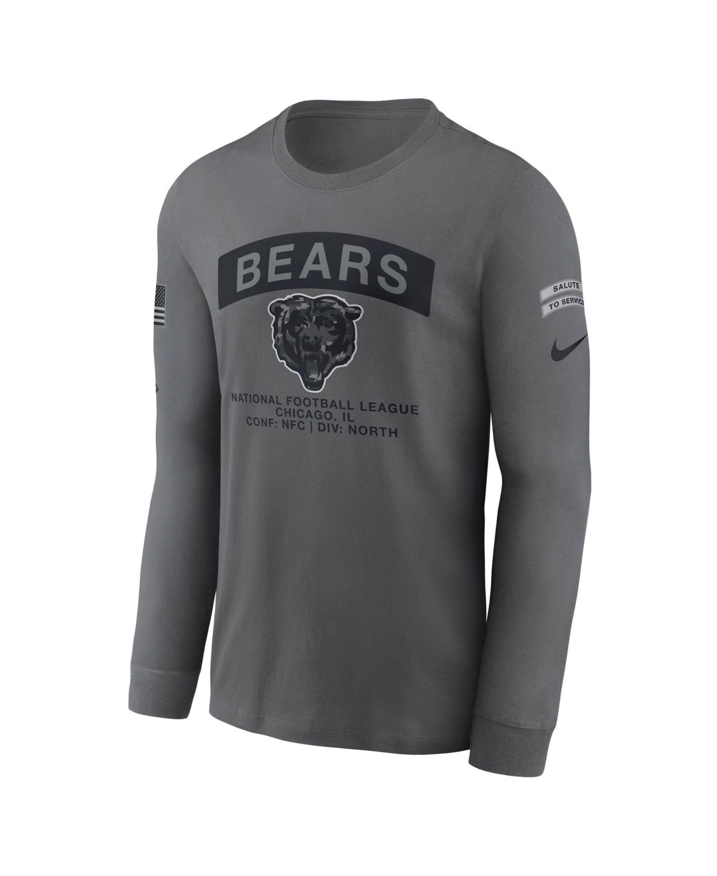 Мужская футболка Nike Gray Chicago Bears 2026 Salute to Service Long Sleeve — фото 3