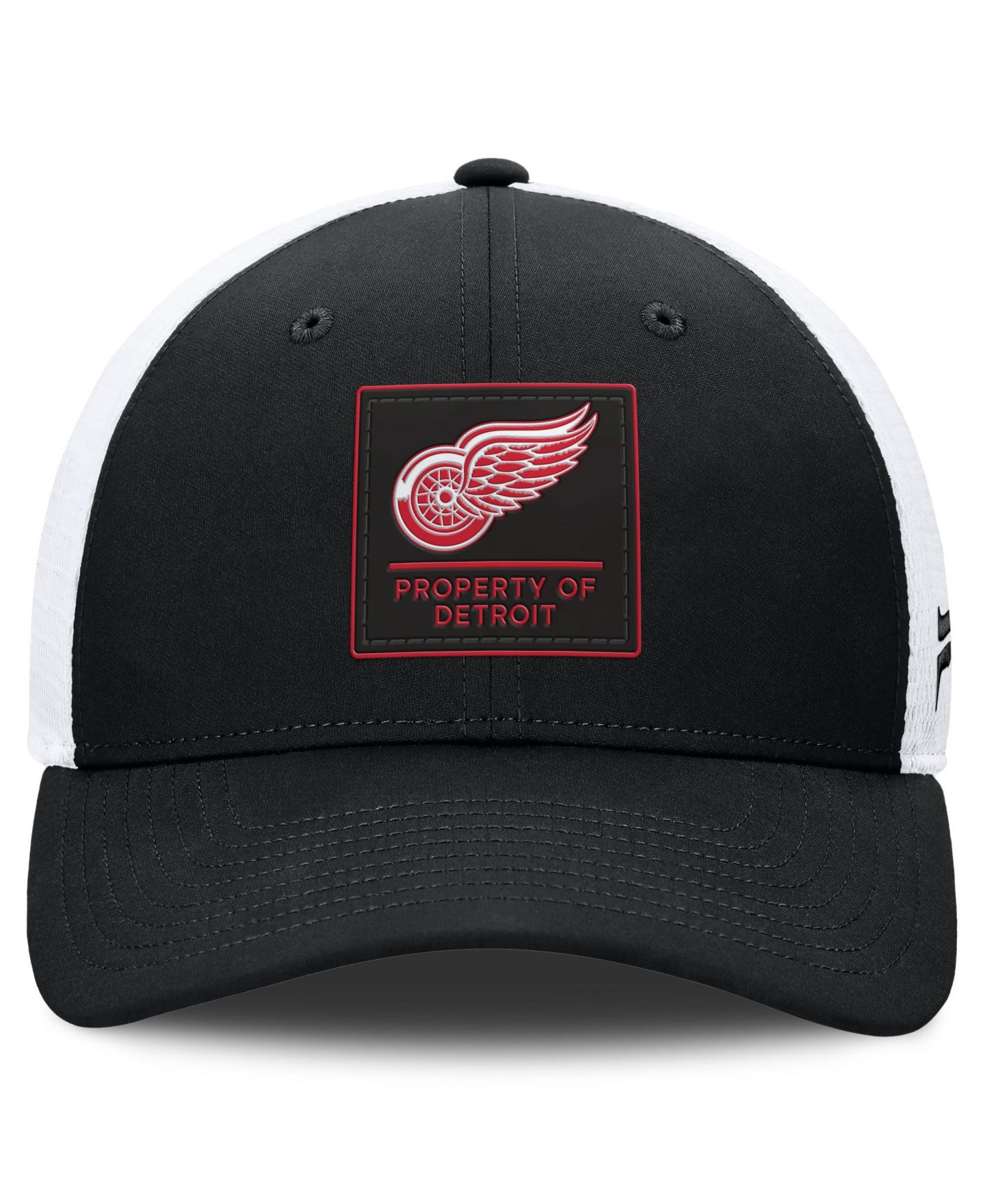 Мужская кепка Fanatics Black/White Detroit Red Wings Authentic Pro Train Meshback Adjustable Hat — фото 2