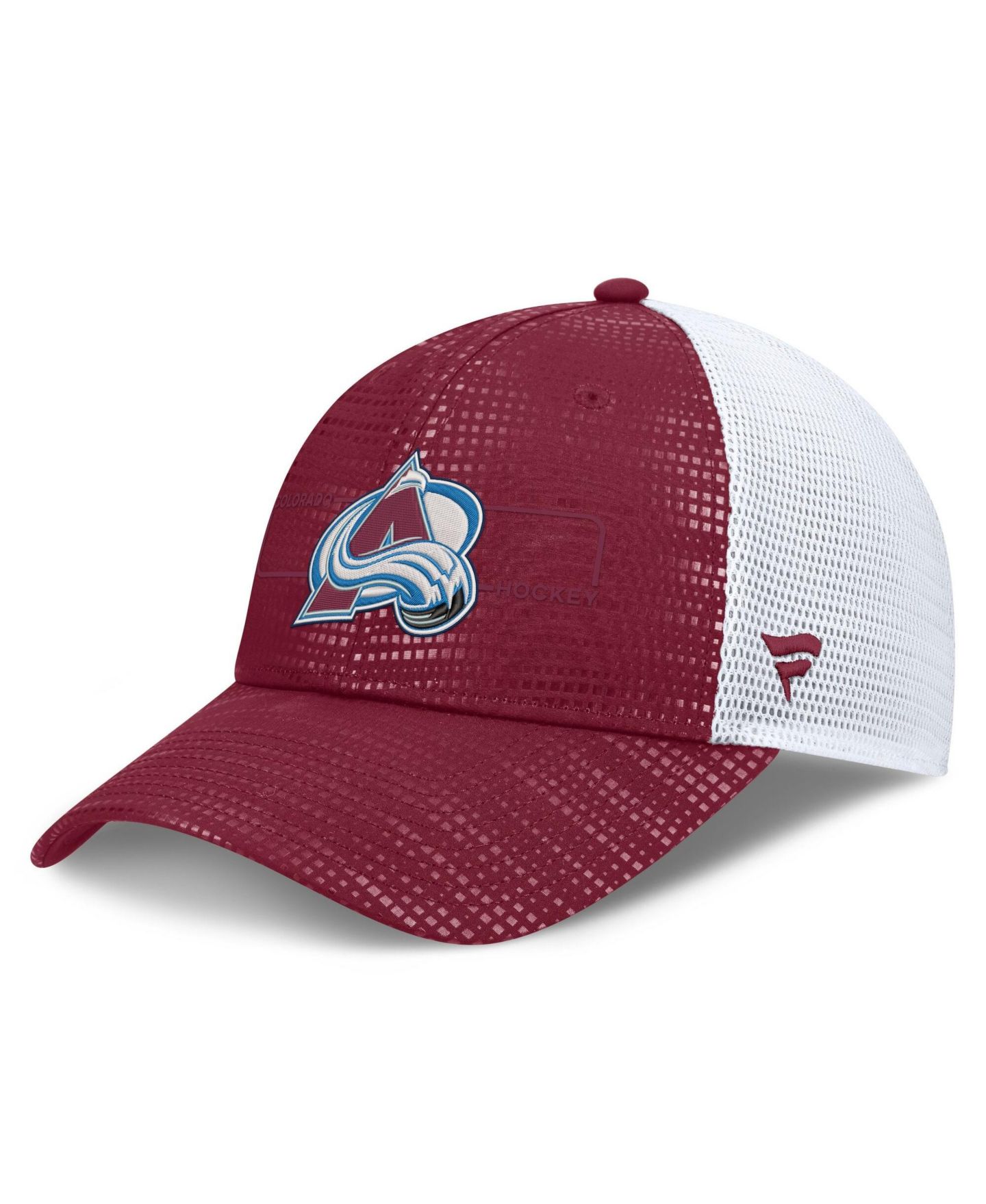 Мужская кепка Fanatics Burgundy Colorado Avalanche Authentic Pro Rink Boxed Logo Trucker Hat — фото 1