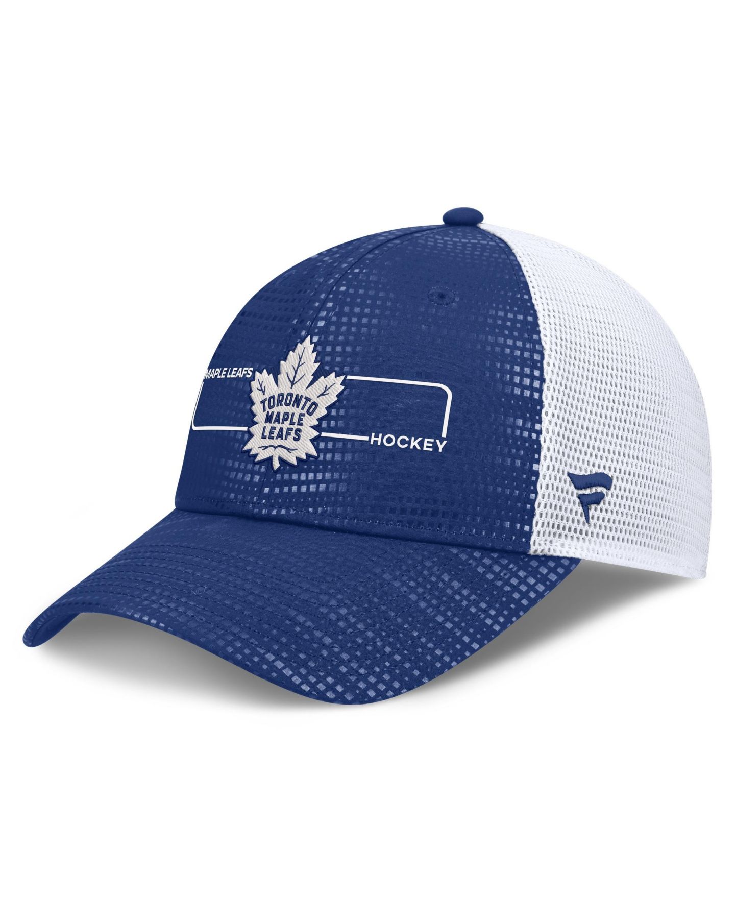 Мужская кепка Fanatics Blue Toronto Maple Leafs Authentic Pro Rink Boxed Logo Trucker Hat — фото 1