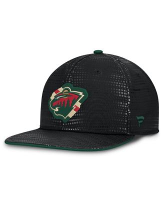 Men's Black Minnesota Wild Authentic Pro Rink Square Visor Snapback Hat