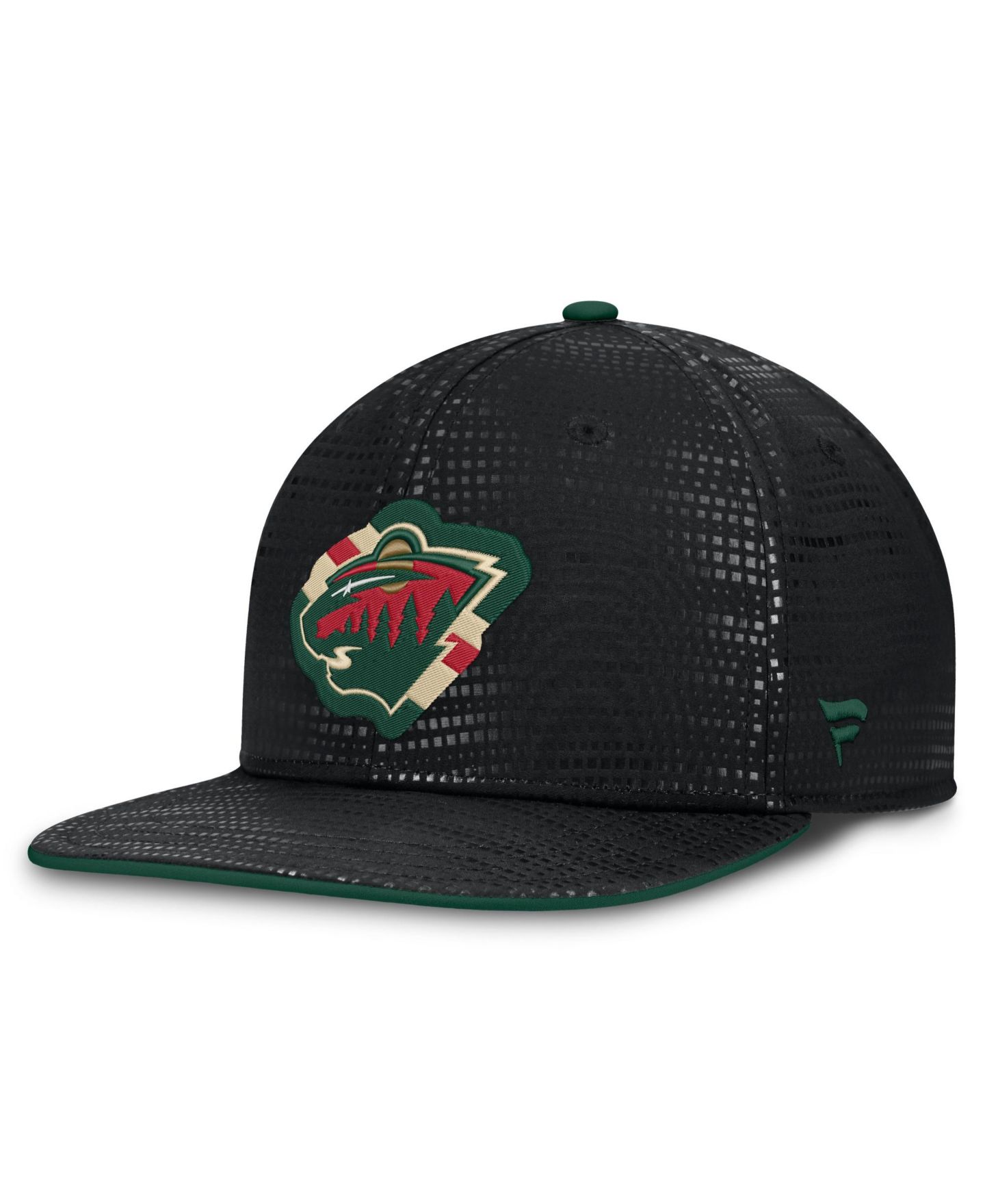 Мужские козырьки Fanatics Black Minnesota Wild Authentic Pro Rink Square Snapback Hat — фото 1