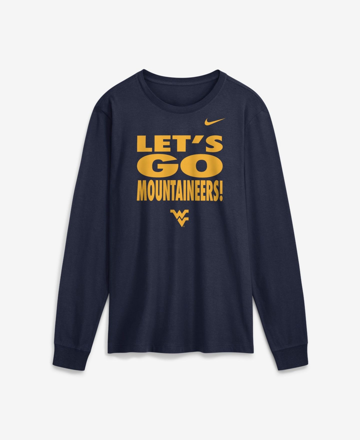 Мужская футболка Nike Navy West Virginia Mountaineers 2026 Sideline Slogan Dri-FIT Long Sleeve — фото 1