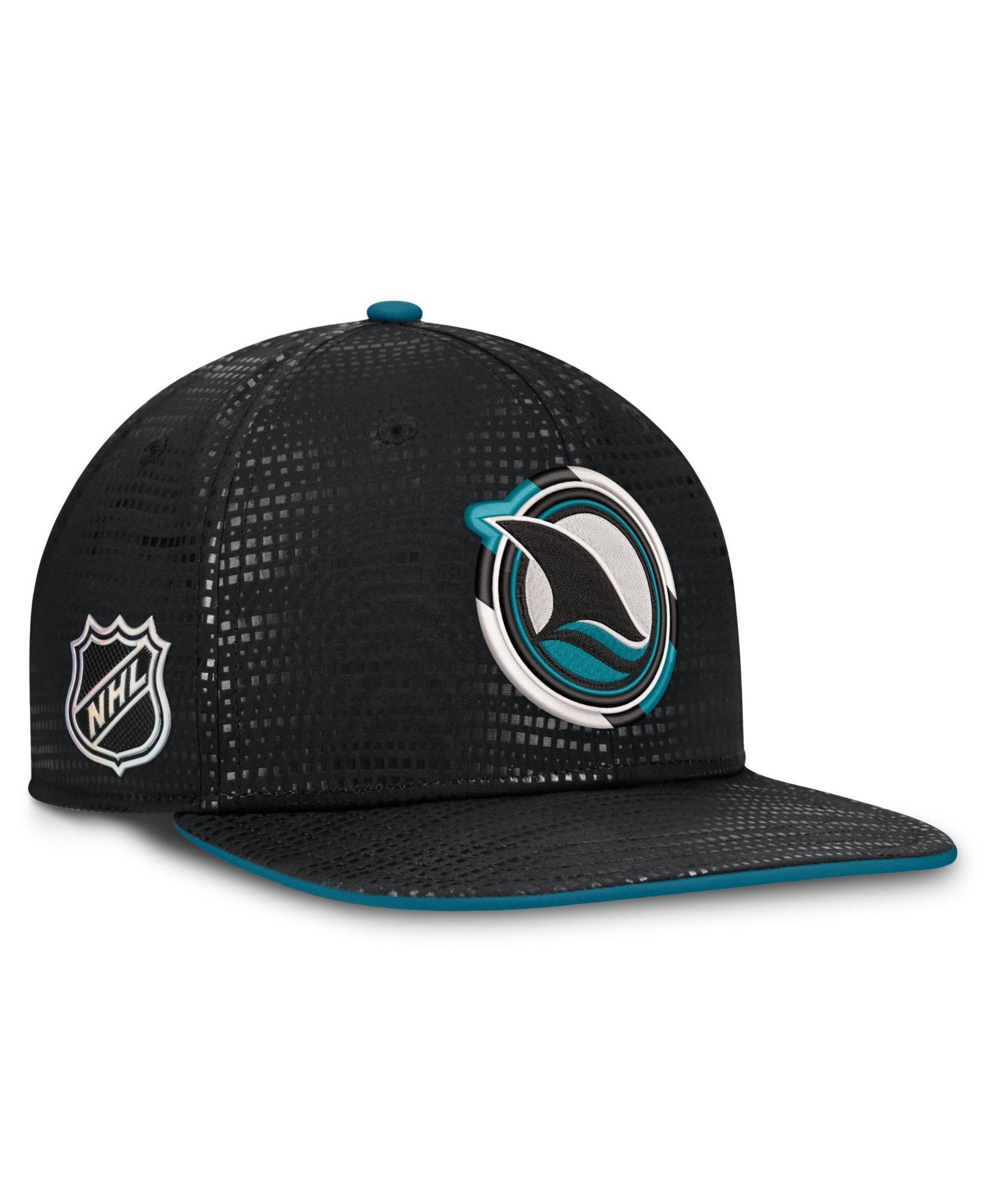 Мужская кепка Fanatics Black San Jose Sharks Alternate Authentic Pro Rink Snapback Hat — фото 1