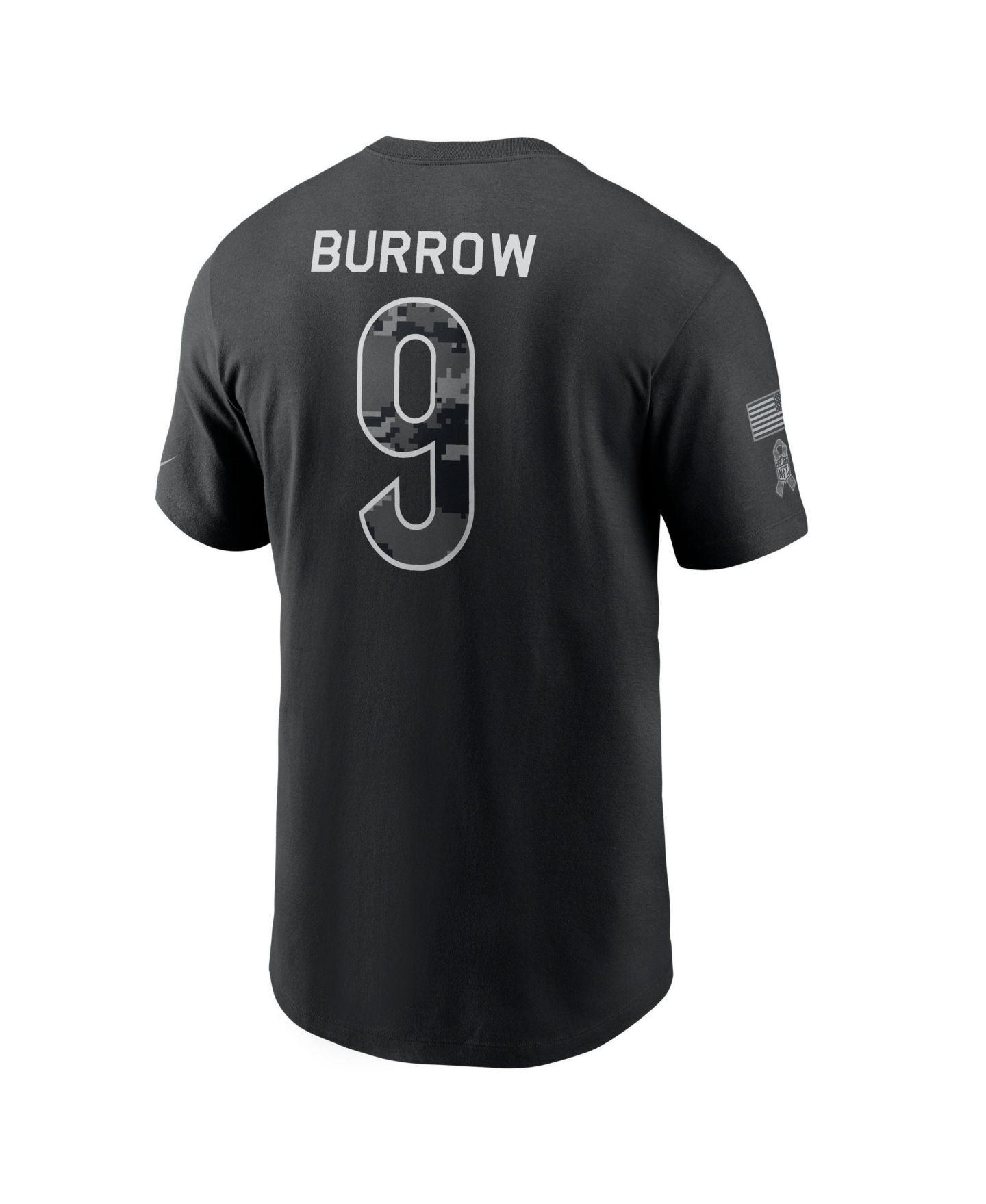 Мужская футболка Nike Joe Burrow Black Cincinnati Bengals 2026 Salute to Service Name & Number — фото 6