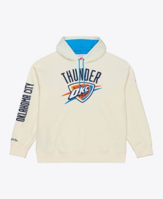 Men's Cream Oklahoma City Thunder Hardwood Classics Chainstitch Premium Fleece Hoodie