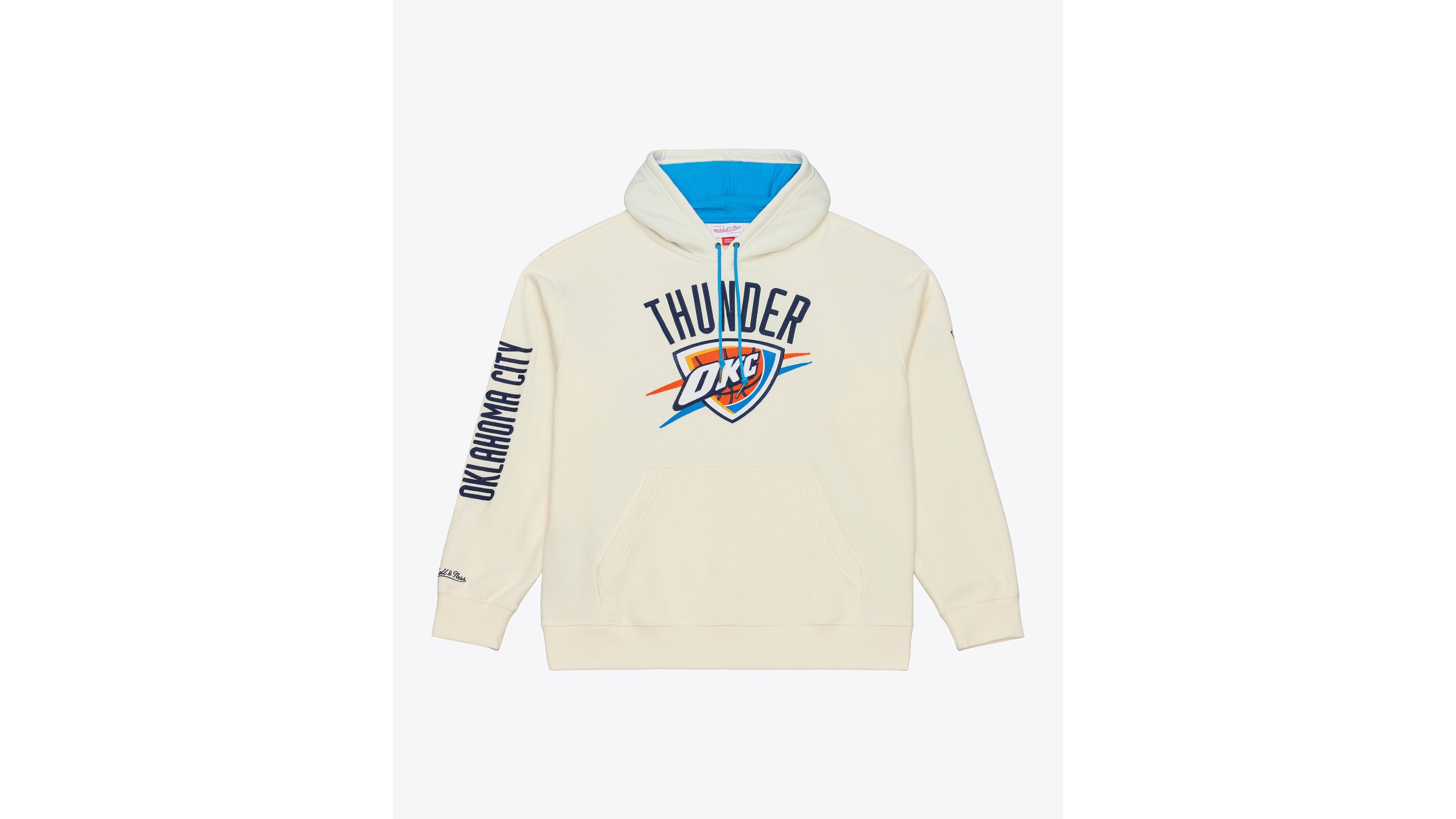 Mitchell & Ness Men's Cream Oklahoma City Thunder Hardwood Classics Chainstitch Premium Fleece Hoodie