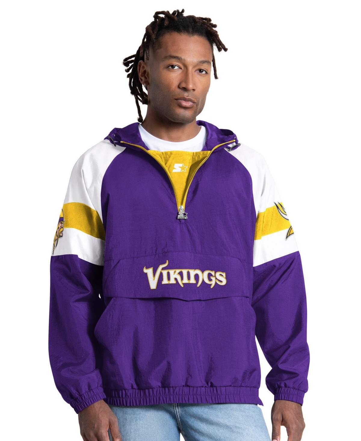 Starter Men's Purple Minnesota Vikings Street Cut Half-Zip Jacket