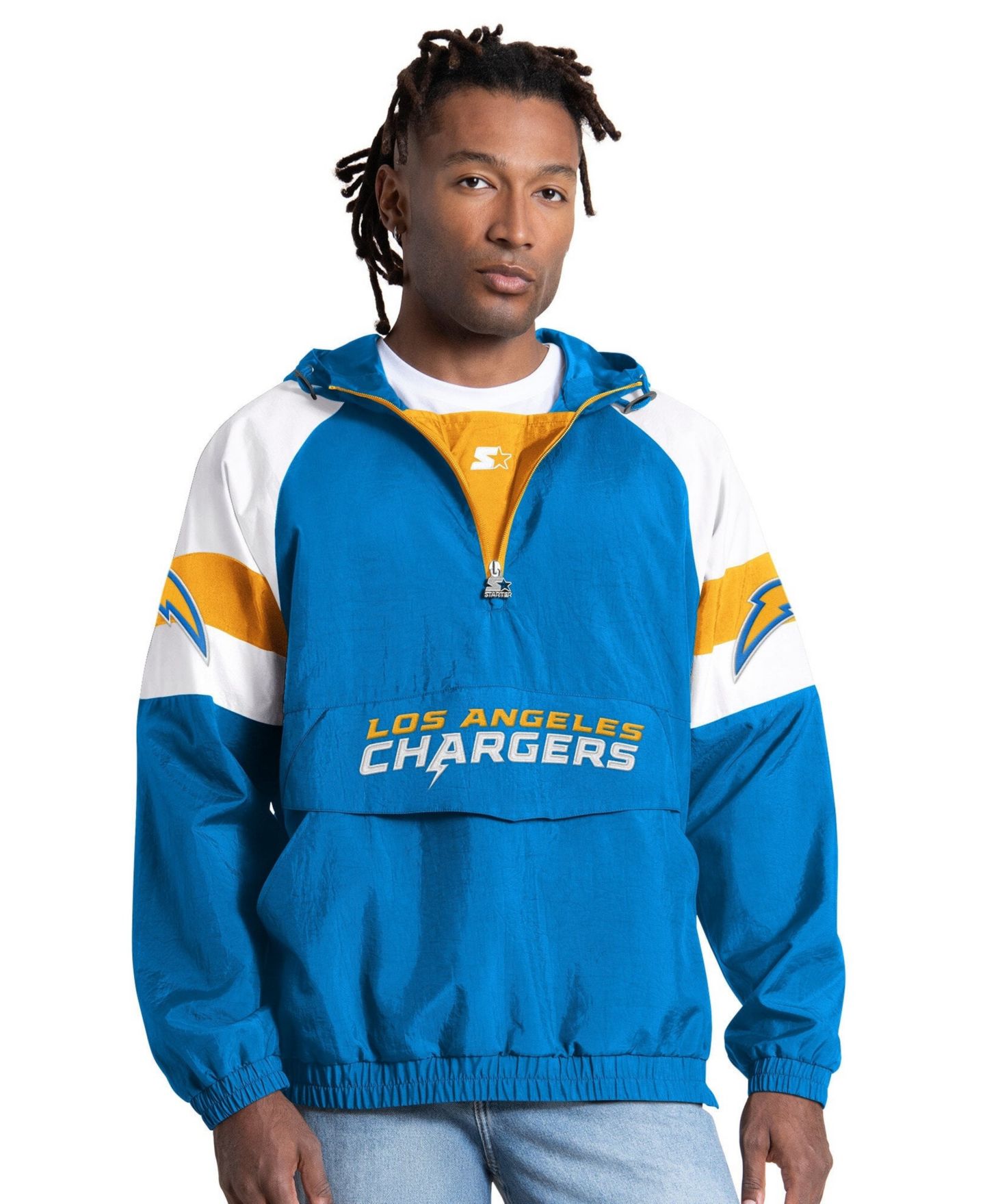 Мужская куртка Starter Powder Blue Los Angeles Chargers Street Cut Half-Zip — фото 1