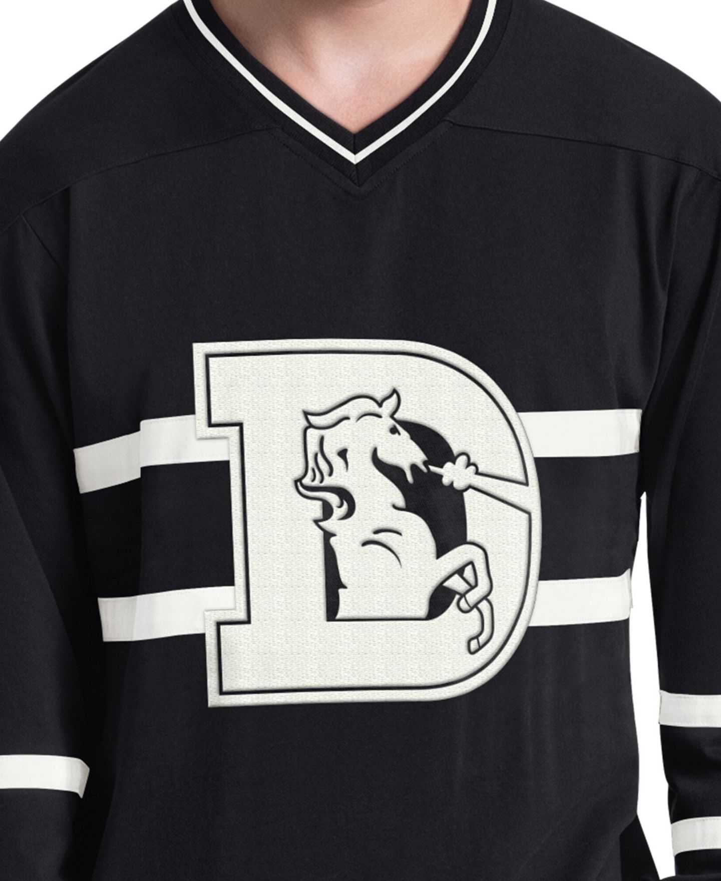 Мужская футболка Starter Black Denver Broncos Line Up Retro Logo Long Sleeve V-Neck — фото 3