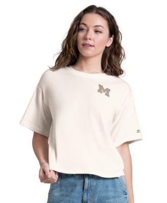 Women's White Michigan Wolverines Advantage Cropped T-Shirt