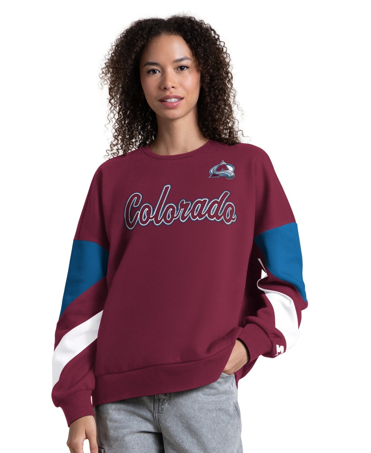 Starter Women's Burgundy Colorado Avalanche Grand Slam Sleeve Color Block Sweatshirt