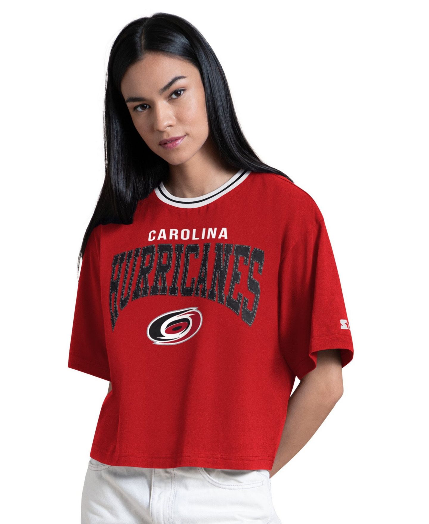 Женская футболка Starter Red Carolina Hurricanes Ace Cropped — фото 1