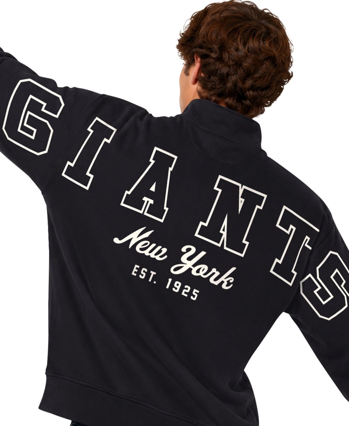 Мужская толстовка Starter Black New York Giants Thursday Night Gridiron Batwing Quarter-Zip — фото 4