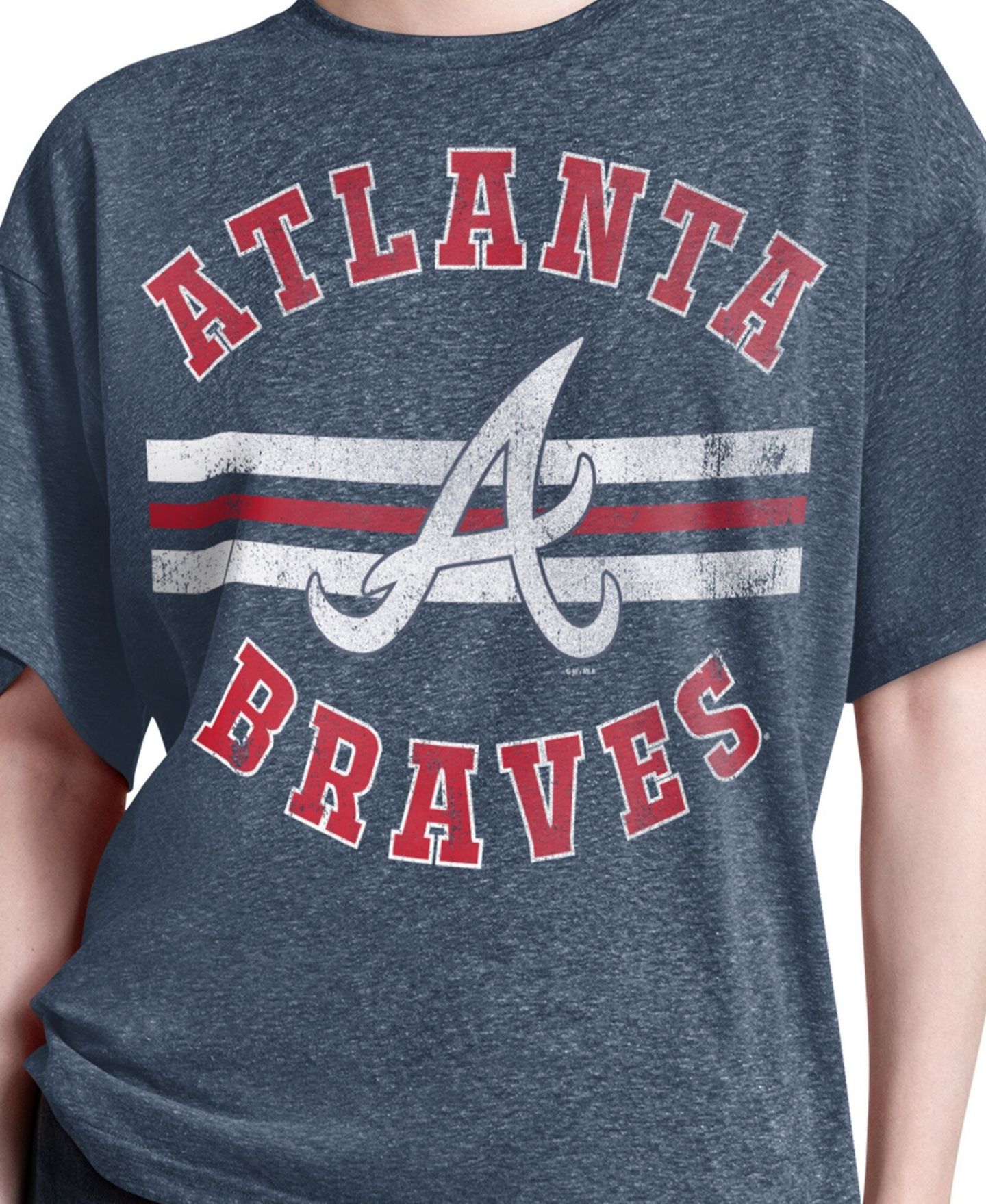 Женская футболка Starter Navy Atlanta Braves Jump Shot Boyfriend Tri-Blend — фото 3