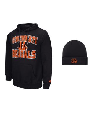 Men's Black Cincinnati Bengals Hoodie and Cuffed Knit Hat Combo Pack