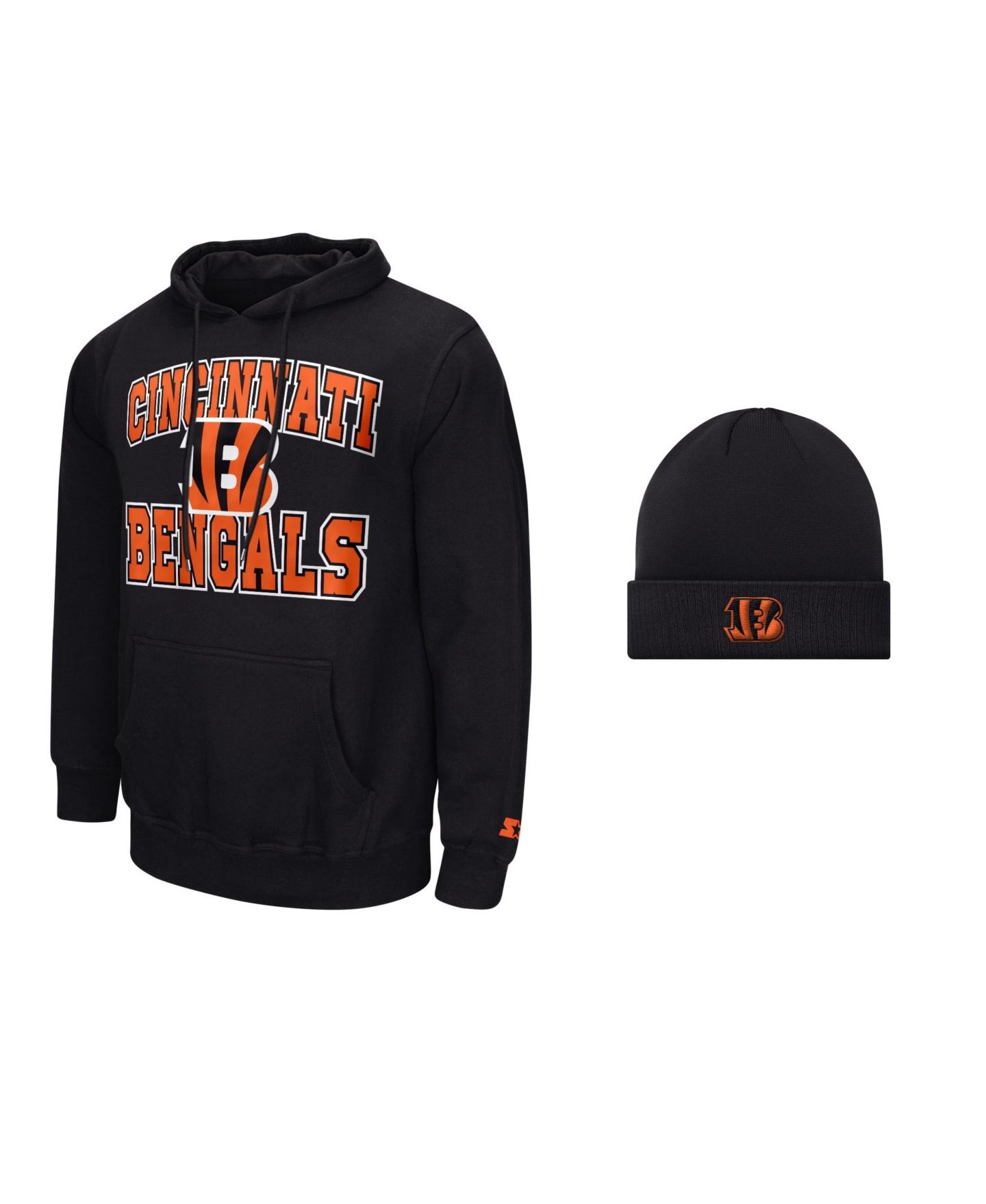Мужские худи Starter Black Cincinnati Bengals and Cuffed Knit Hat Combo Pack — фото 1