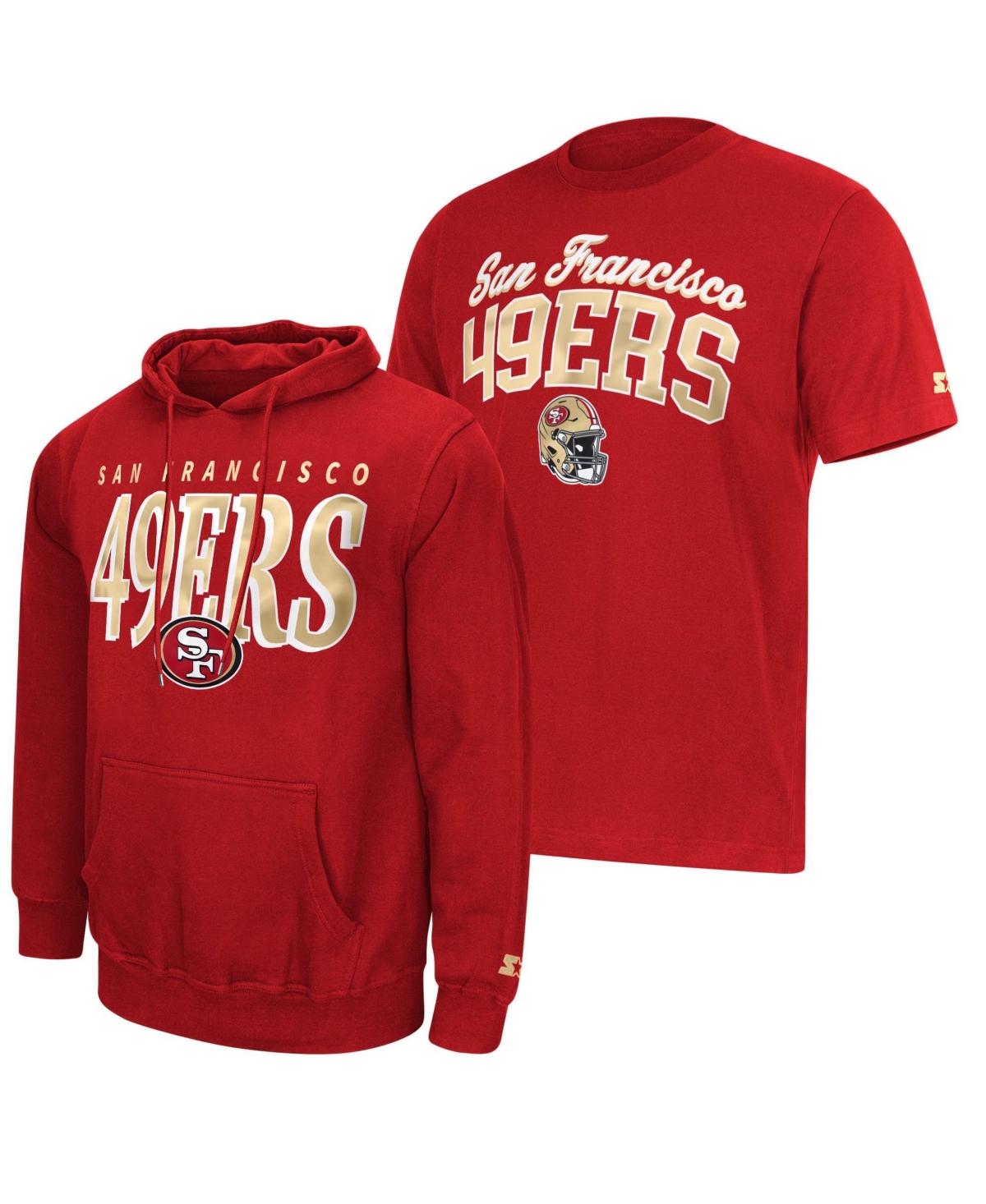 Starter Men's Scarlet San Francisco 49ers Logo T-Shirt Hoodie Set
