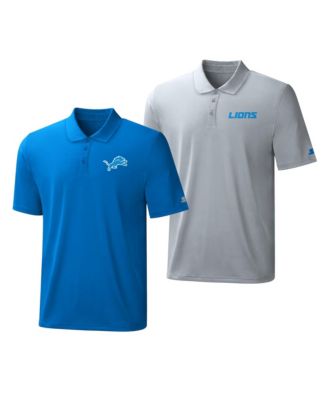 Men's Blue/Silver Detroit Lions Logo Polo Shirt, 2-Pack Set