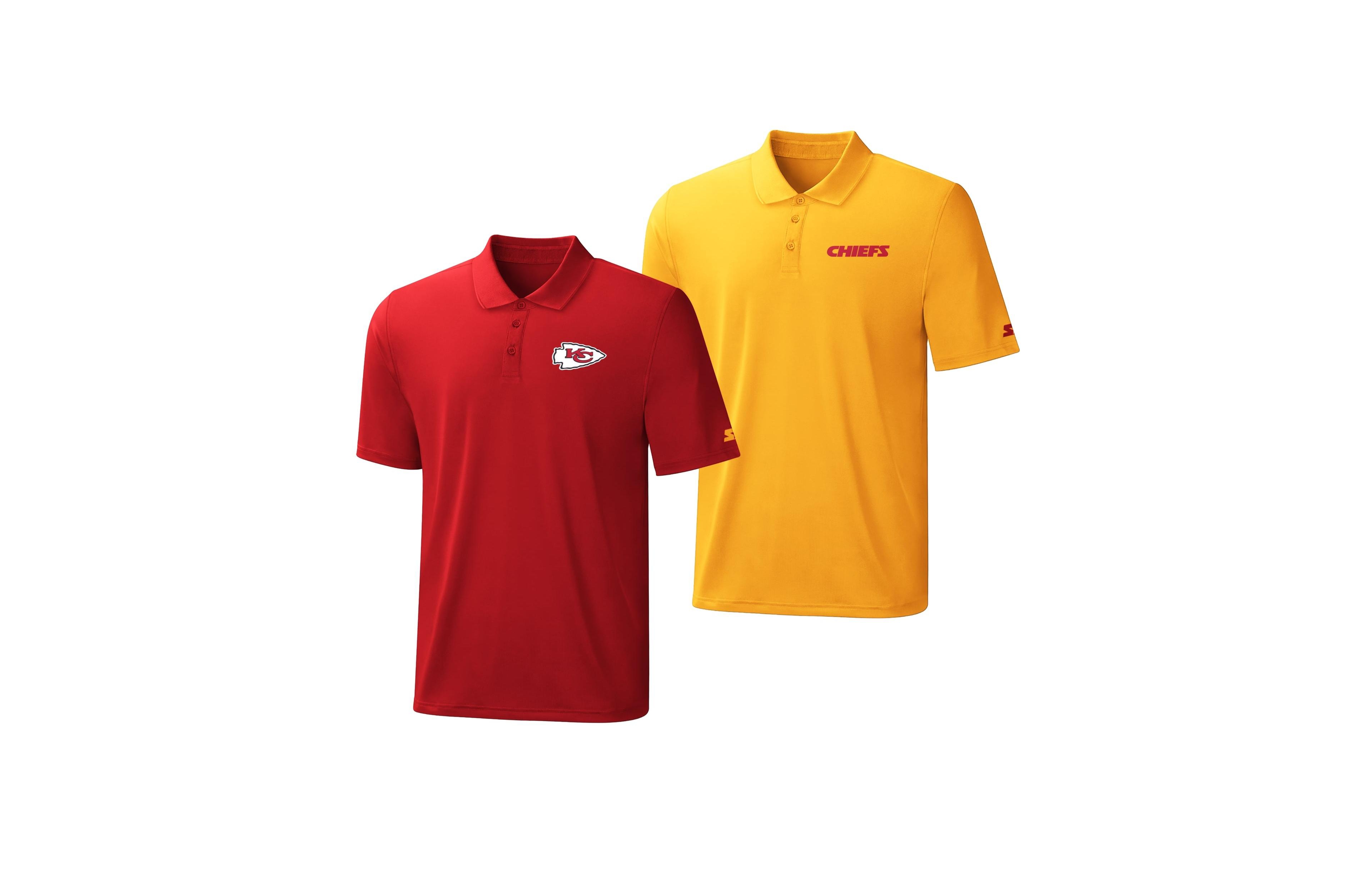 Starter Men's Red/Gold Kansas City Chiefs Logo Polo Shirt, 2-Pack Set