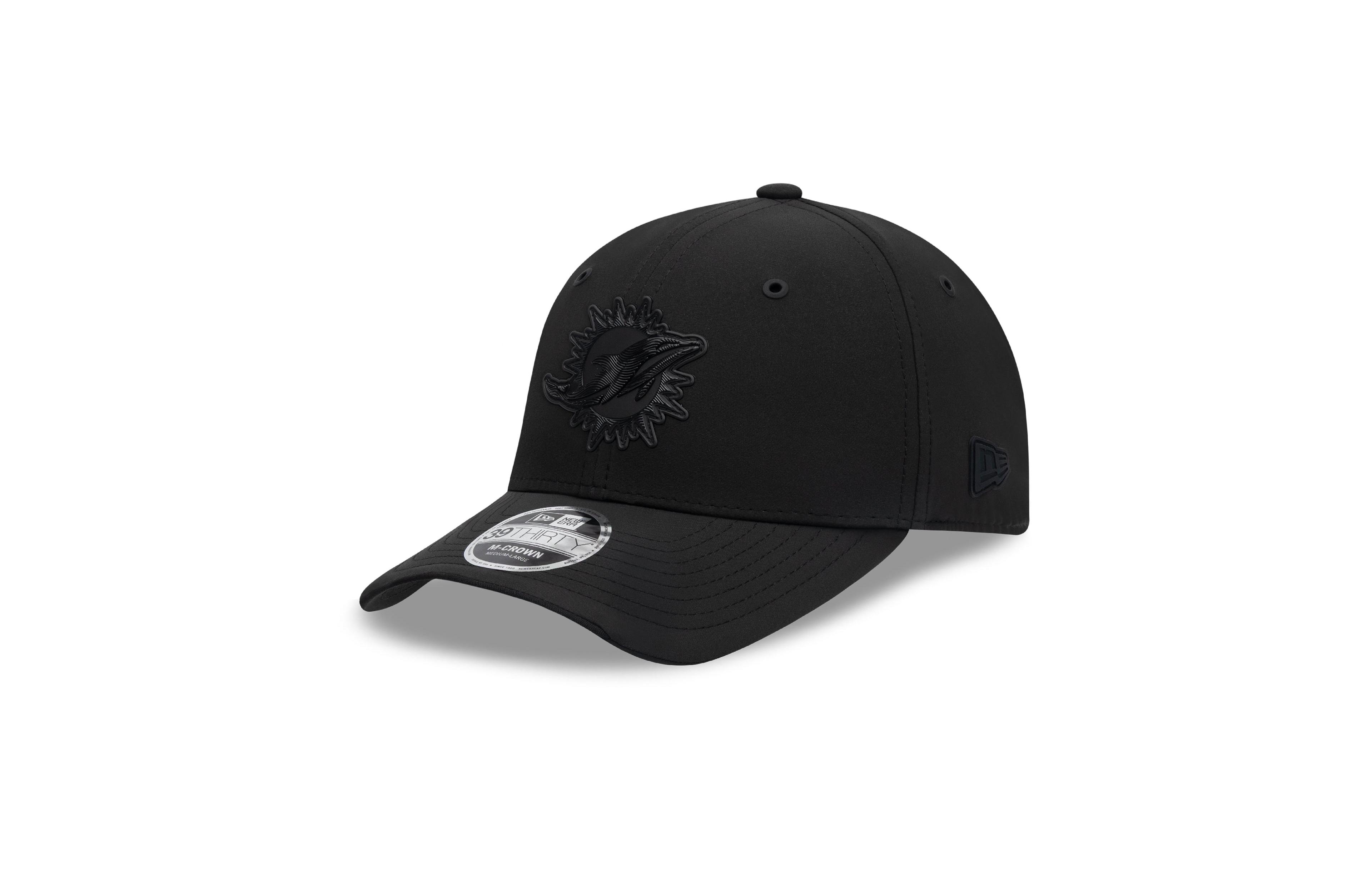New Era Men's Black Miami Dolphins 2026 Sideline 39THIRTY M-Crown Stretch Hat