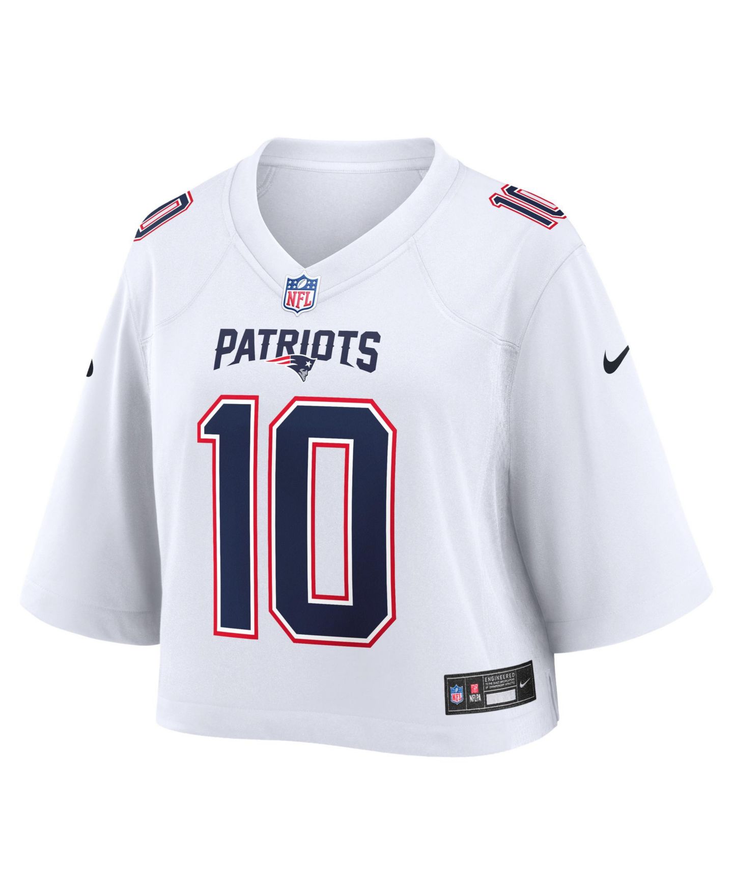 Женский топ Nike Drake Maye White New England Patriots Cropped Fashion Game Jersey — фото 2
