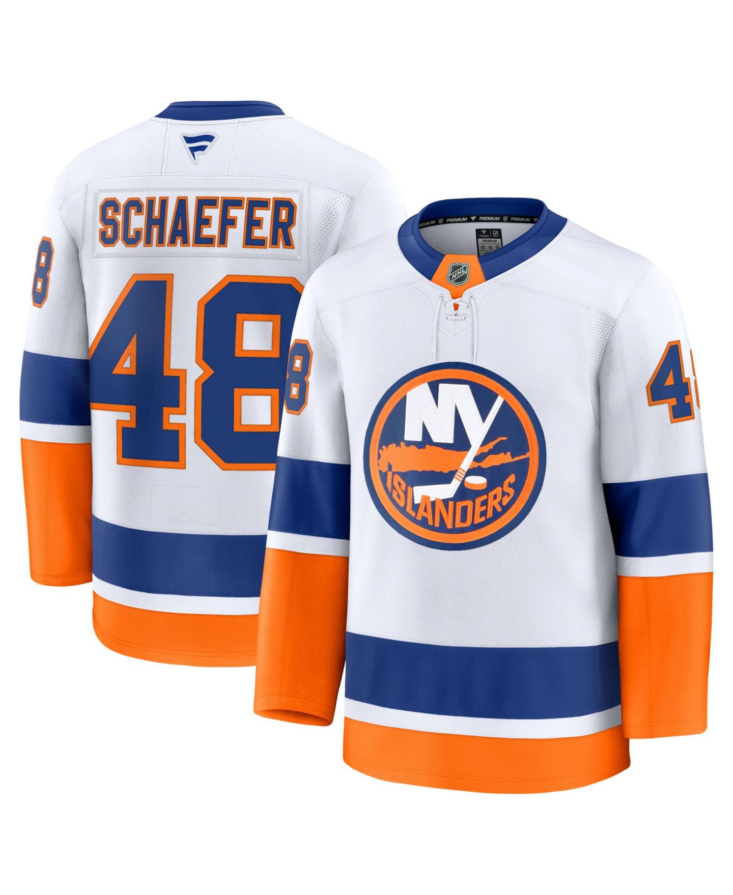 Мужской топ Fanatics Matthew Schaefer White New York Islanders Away Premium Jersey — фото 1