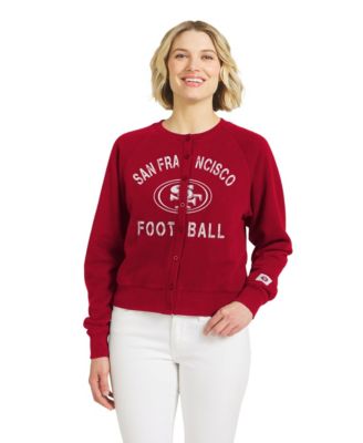 Women's Scarlet San Francisco 49ers Heathered Crew Cardigan Sweater