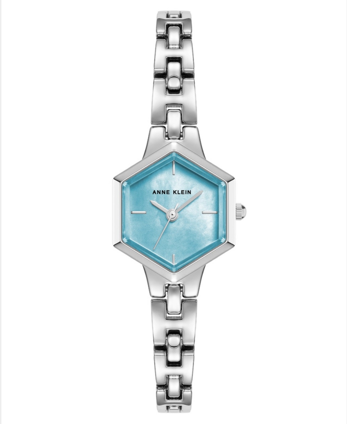 Anne Klein Women's Quartz Imitation Pearl Hexagonal Silver-Tone Metal Bracelet Watch 21mm