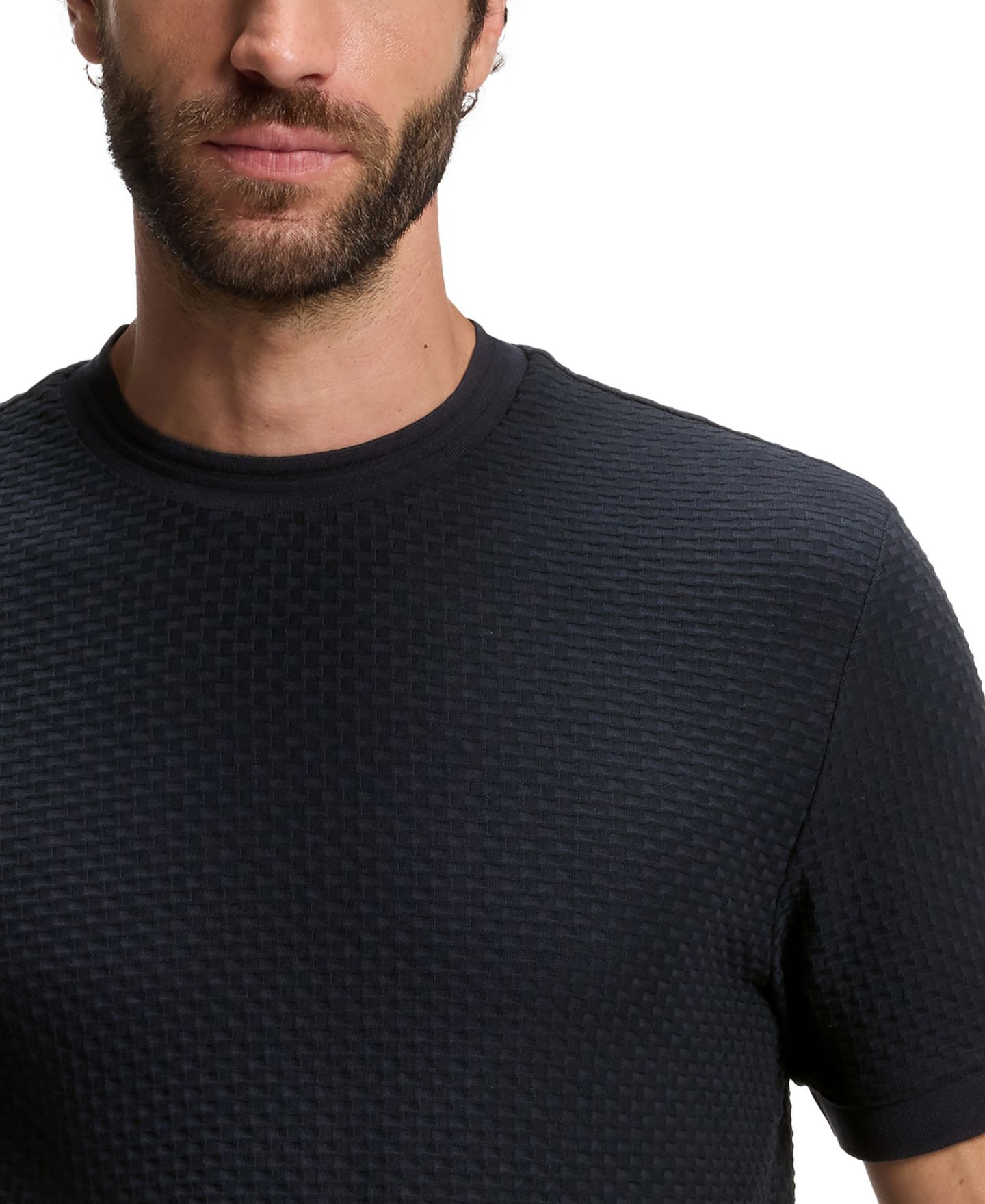 Мужская футболка Hugo Boss Cotton Geometric Structure, цвет: Тёмный синий — фото 7