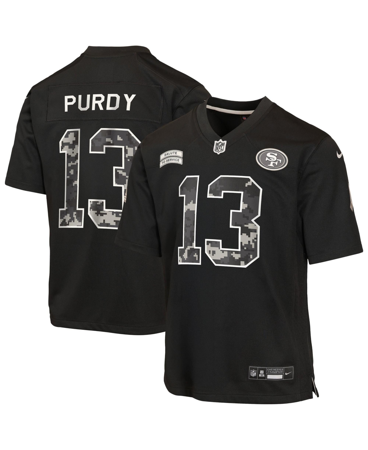 Nike Big Boys' and Girls' Brock Purdy Black San Francisco 49ers 2026 Salute to Service Game Jersey