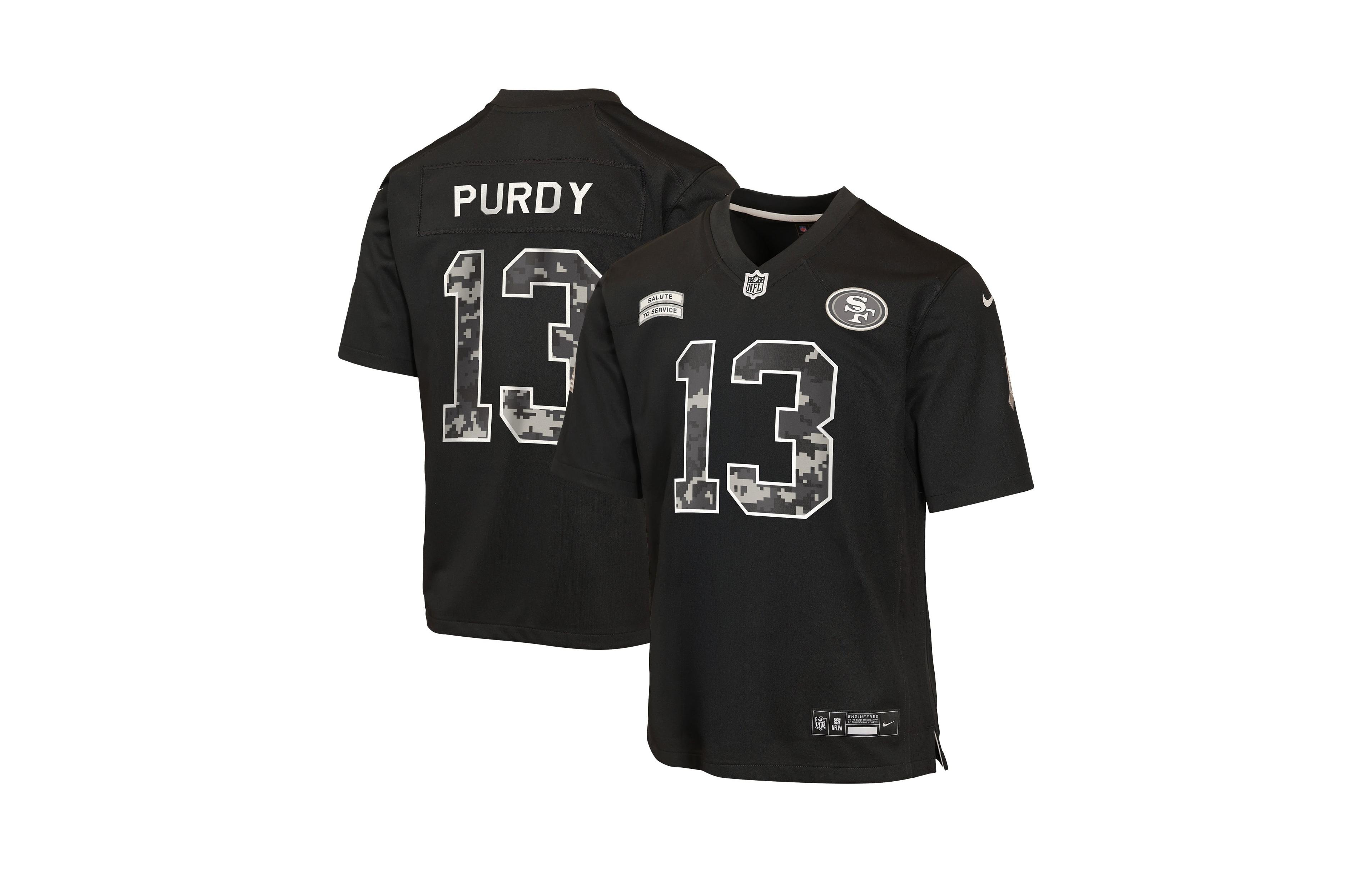 Nike Big Boys' and Girls' Brock Purdy Black San Francisco 49ers 2026 Salute to Service Game Jersey