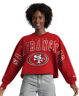 Women's Scarlet San Francisco 49ers Bleachers Cropped Sweatshirt