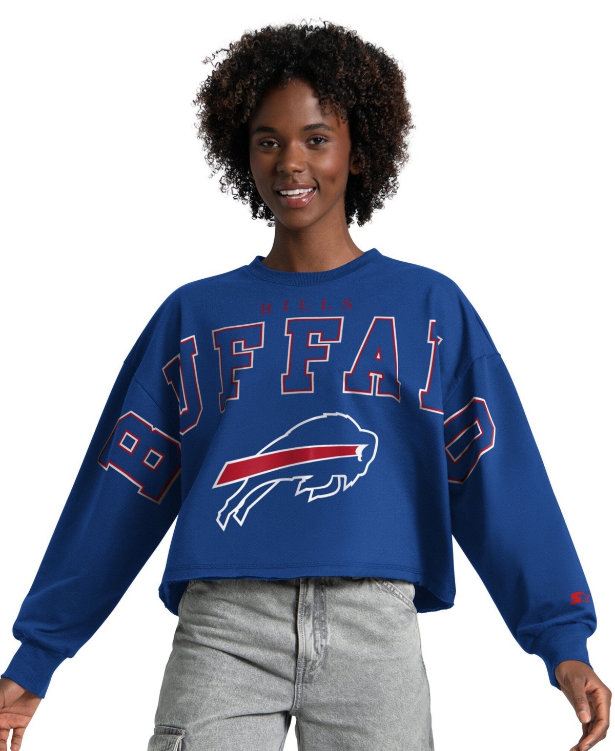 Starter Women's Royal Buffalo Bills Bleachers Cropped Sweatshirt - Royal