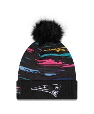 Women's Black New England Patriots 2026 NFL Crucial Catch Cuffed Knit with Pom Hat