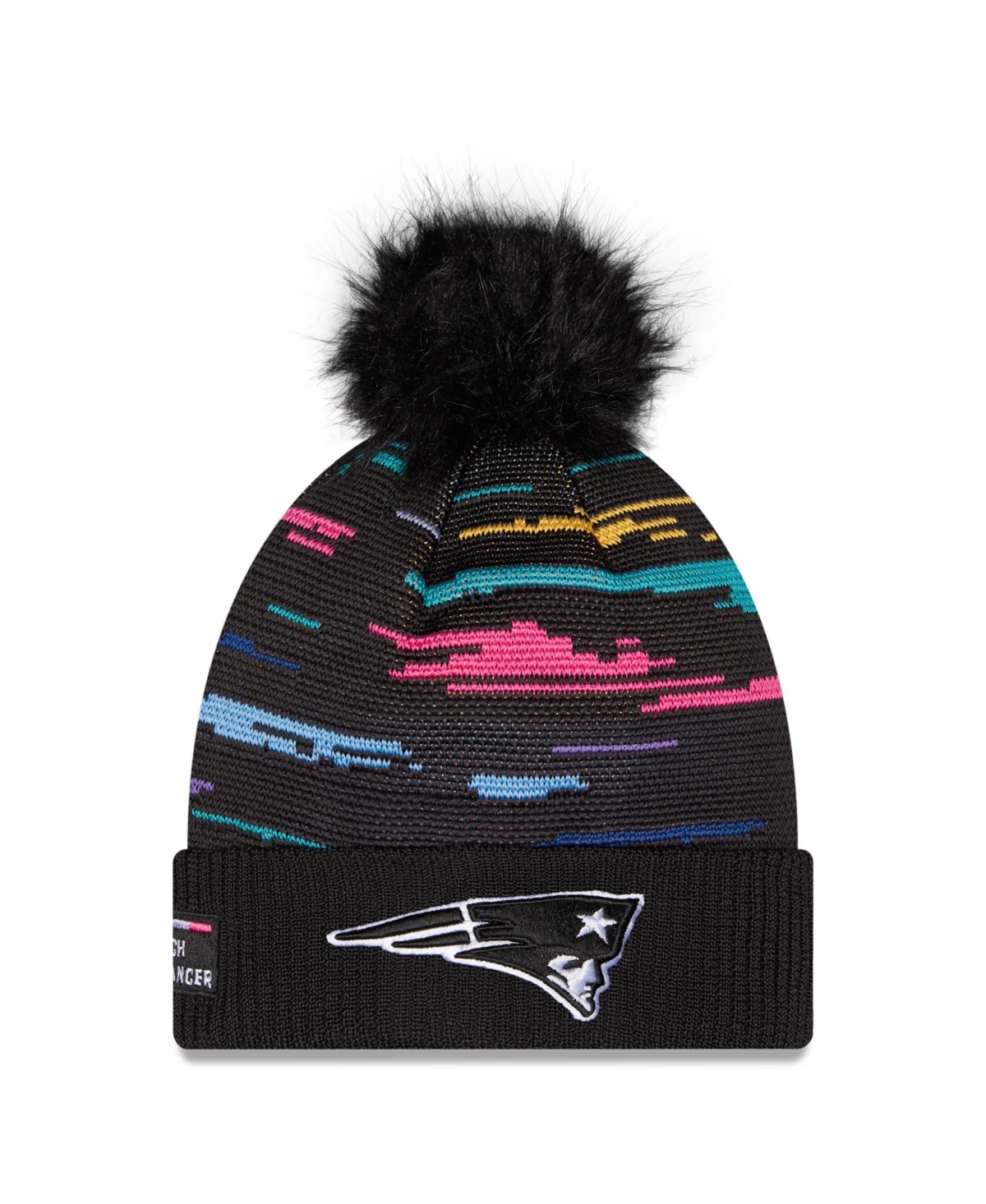 New Era Women's Black New England Patriots 2026 Nfl Crucial Catch Cuffed Knit with Pom Hat - Black
