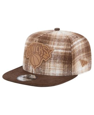 Men's Brown New York Knicks Plaid 9FIFTY A-Frame Adjustable Hat